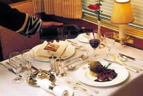 Enjoy a superb meal on board the Blue Train.