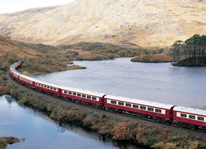 The Northern Belle sweeps majestically through the countryside