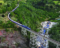 The luxurious Blue Train winding its way through South Africa.