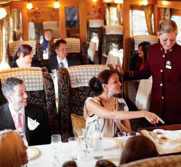 A couple enjoying a meal on the Northern belle