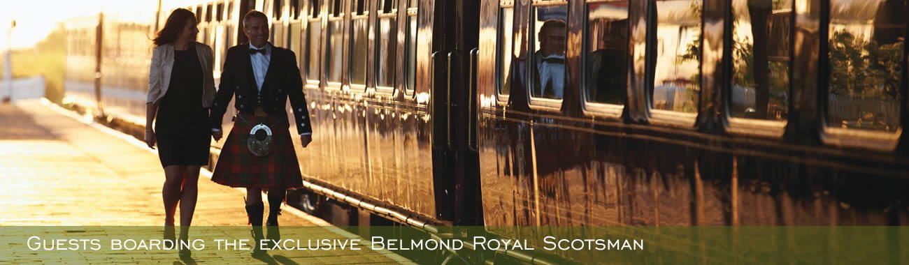 Guests boarding the exclusive Belmond Royal Scotsman