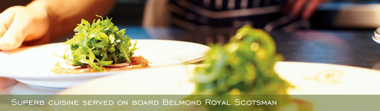 Superb cuisine served on Belmond Royal Scotsman