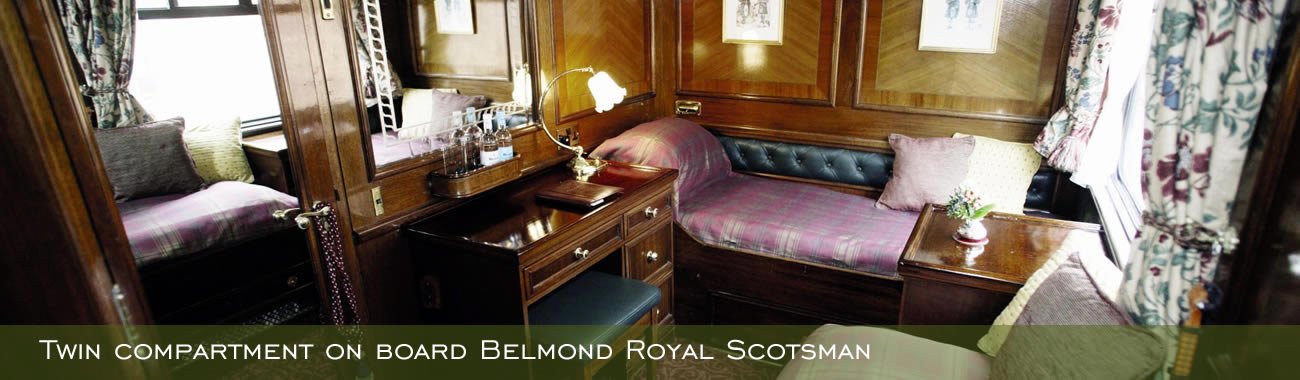 A twin cabin on board Belmond Royal Scotsman