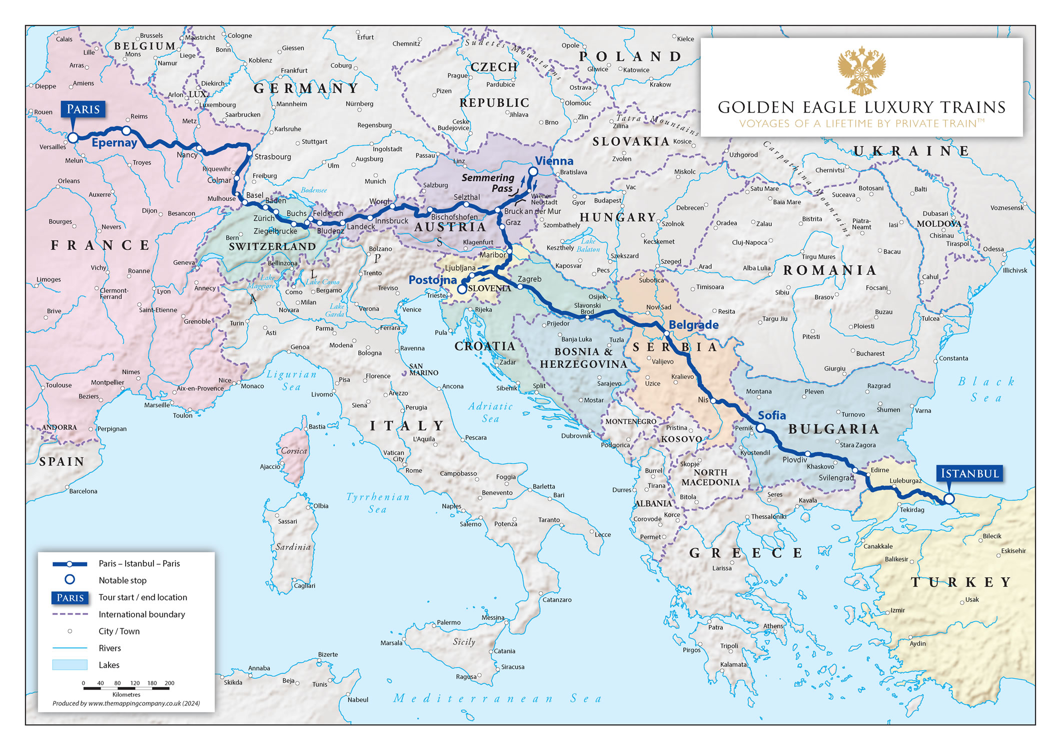 Paris to Istanbul Map