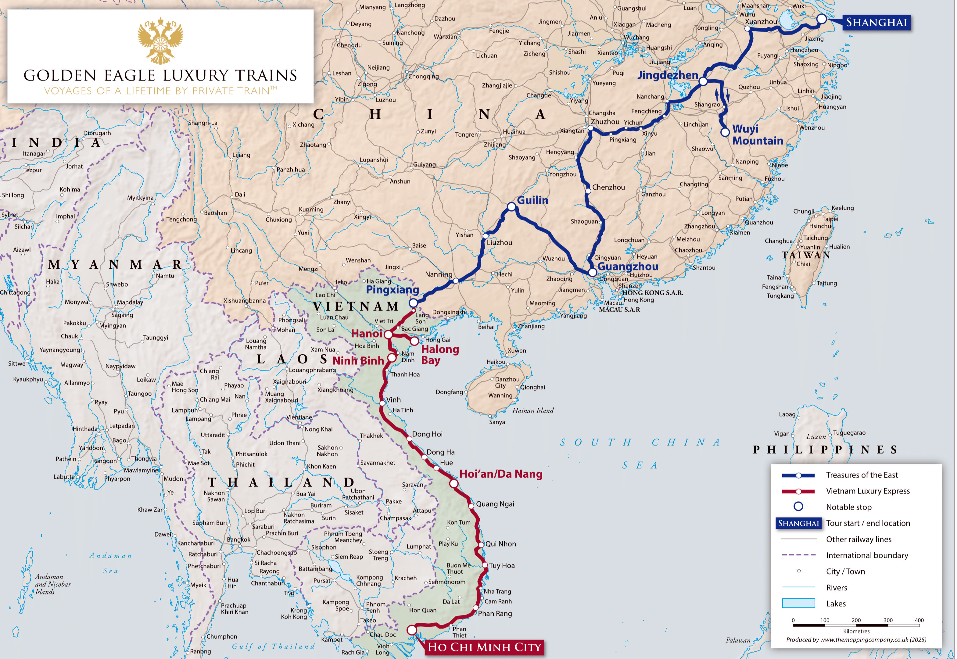 Ho Chi Minh City to Shanghai Map