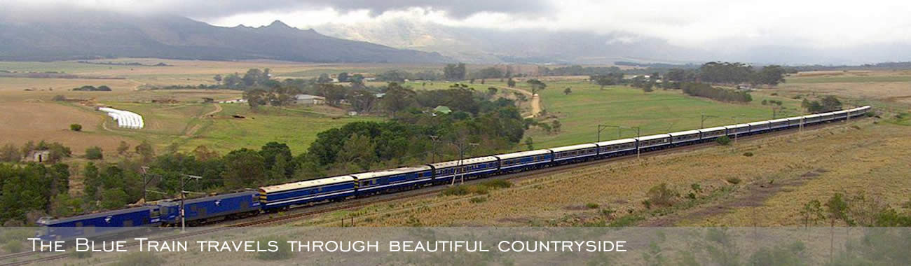 The Blue Train travels through beautiful countryside