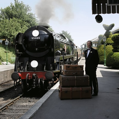 Steam locomotive hauling the Belmond British Pullman