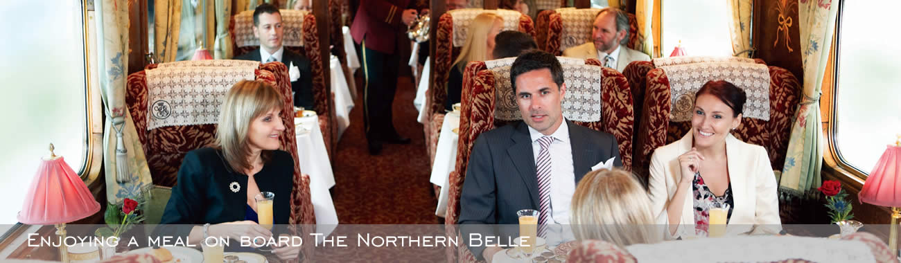 Enjoying a meal on board the Belmond Northern Belle